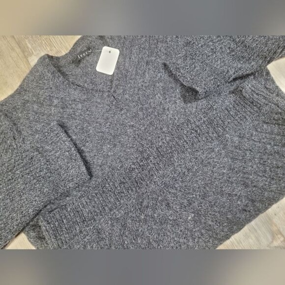 Lambs wool Cashmere Blend Velvet V-Neck Sweater W/XL Grey Excellent Textured - Picture 4 of 9